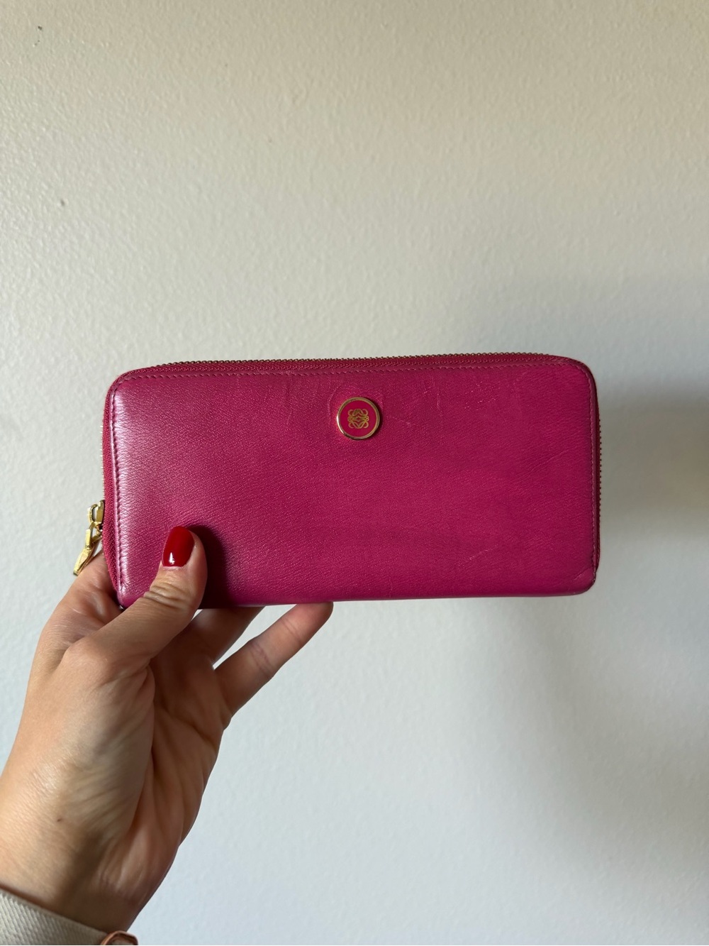 vintage Loewe Anagram Round Fastener Long Wallet